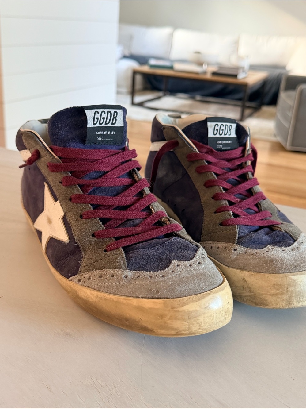 Golden Goose Midstar Navy /Gray Burgundy Laces